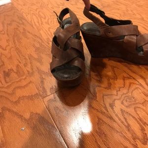 Distressed brown wedge